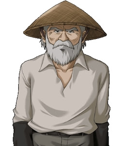 Charcoal-burning grandpa