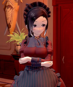 Verdächtiges, stilvolles Dienstmädchen