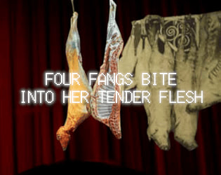 four fangs bite into her tender flesh