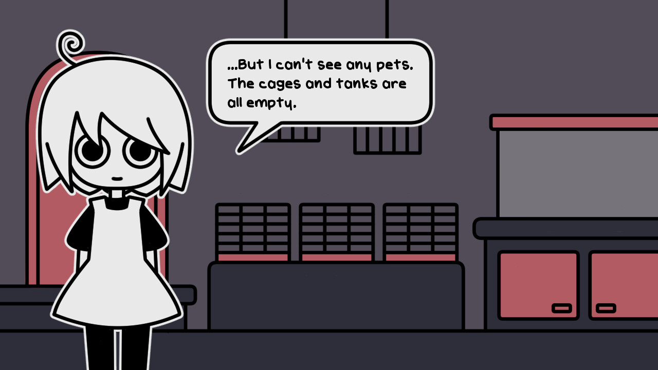 a pet shop after dark